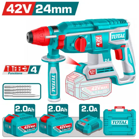 TOTAL ΕΠΑΓΓ. ΣΕΤ ΠΝΕΥΜΑΤΙΚΟ ΠΙΣΤΟΛΕΤΟ ΜΠΑΤ. Li-ion 42V / 24mm/ 2Ah / 2 ΜΠΑΤ BL Motor (TRHLI422482E)