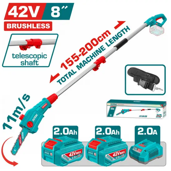 TOTAL ΕΠΑΓΓ. ΣΕΤ ΤΗΛΕΣΚ. ΚΟΝΤΑΡΟΠΡΙΟΝΟ ΜΠΑΤ. Li-ion 42V / 8" / 2Ah / 2 ΜΠΑΤ BL Motor (TPSLI42281E)