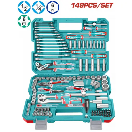 TOTAL ΕΠΑΓΓ. ΚΑΣΕΤΙΝΑ ΚΑΡΥΔΑΚΙΑ 1/4"-1/2" & ΕΡΓΑΛΕΙΑ ΧΕΙΡΟΣ 149ΤΕΜ (THKTHP61497)