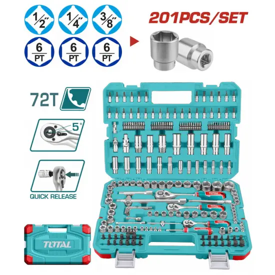 TOTAL ΕΠΑΓΓ. ΚΑΣΕΤΙΝΑ ΚΑΡΥΔΑΚΙΑ 1/4"-3/8"-1/2" 201ΤΕΜ (THTS082016)