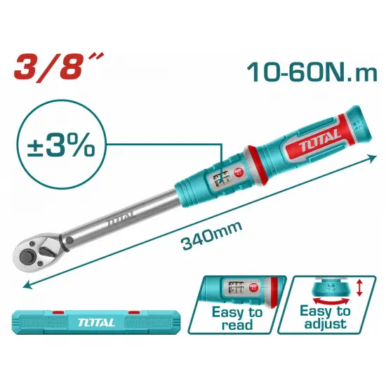 TOTAL ΕΠΑΓΓ. ΔΥΝΑΜΟΚΛΕΙΔΟ 3/8" / 10-60Nm (THPTW3860N6)