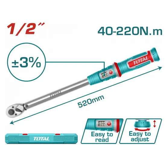 TOTAL ΕΠΑΓΓ. ΔΥΝΑΜΟΚΛΕΙΔΟ 1/2" / 40-220Nm (THPTW1220N6)