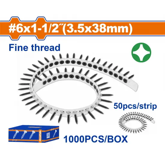 WADFOW ΒΙΔΕΣ ΓΥΨΟΣΑΝΙΔΑΣ ΤΑΙΝΙΑΣ 3.5 Χ 38mm 1000 ΤΕΜ (WXS2514C)