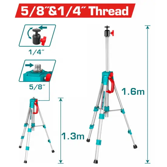 TOTAL ΤΡΙΠΟΔΑΣ ΑΛΟΥΜΙΝΙΟΥ ΓΙΑ ΑΛΦΑΔΙΑ LASER 5/8" & 1/4" 1.5m (TLLT01572)