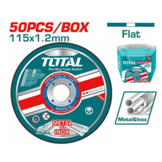 TOTAL ΔΙΣΚΟΣ ΚΟΠΗΣ ΙΝΟΧ - ΜΕΤΑΛΛΟΥ 115 Χ 1.2mm ΣΕ ΠΛΑΣΤΙΚΟ ΚΟΥΤΑΚΙ 50ΤΕΜ (TAC22111550)