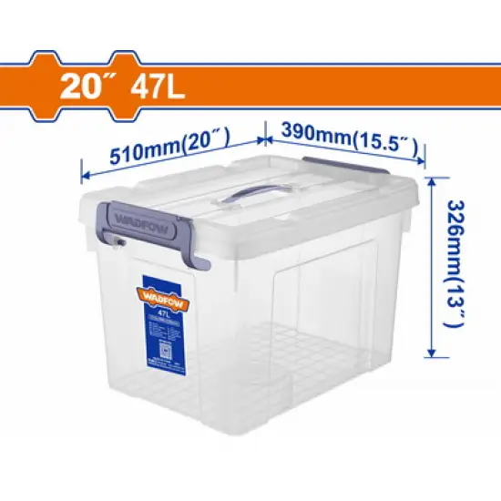 WADFOW ΠΛΑΣΤΙΚΟ ΚΟΥΤΙ ΑΠΟΘΗΚΕΥΣΗΣ ΔΙΑΦΑΝΟ 20" / 47Lit (WTB2350)