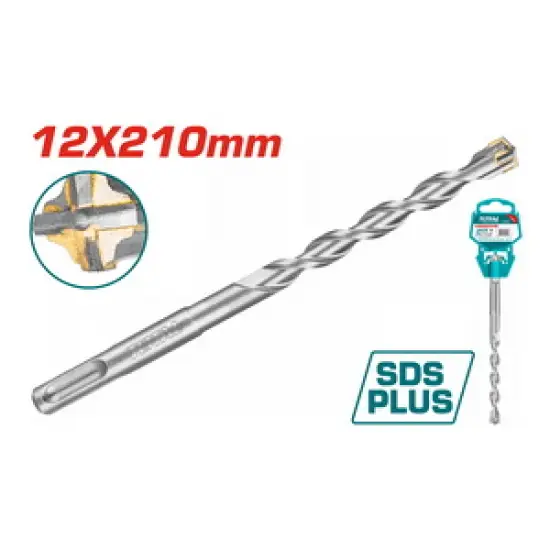 TOTAL ΔΙΑΜΑΝΤΟΤΡΥΠΑΝΟ SDS-PLUS ΤΕΤΡΑΚΟΠΟ S4L 12 X 210mm (TAC311201C)