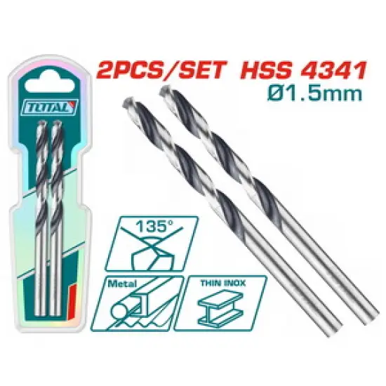 TOTAL ΕΠΑΓΓ. ΤΡΥΠΑΝΙ HSS DIN4341 1.5mm 2τεμ (TAC1200154)