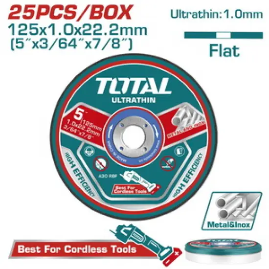 TOTAL ΔΙΣΚΟΣ ΚΟΠΗΣ ΙΣΙΟΣ ΙΝΟΧ/ΜΕΤΑΛΛΟΥ 125 Χ 1mm 25TEM ΣΕ ΜΕΤΑΛΛΙΚΟ ΚΟΥΤΑΚΙ (TAC21012525)