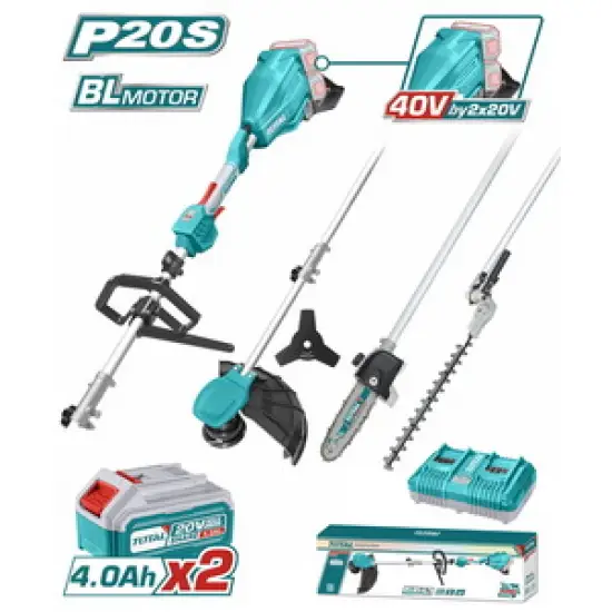 TOTAL ΕΠΑΓΓ. ΠΟΛΥΜΗΧΑΝΗΜΑ 4 σε 1  ΜΠΑΤ. Li-ion 2X20V(40V) / 4Ah / 2 ΜΠΑΤ. BL Motor (TSTLI2040386)