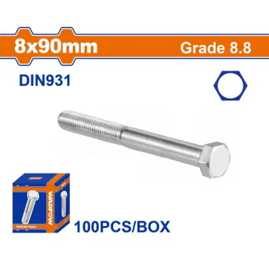 WADFOW ΒΙΔΑ ΕΞΑΓΩΝΗ ΓΑΛΒ. 8.8 DIN931 8X90 100TEM (WXSP52GB)