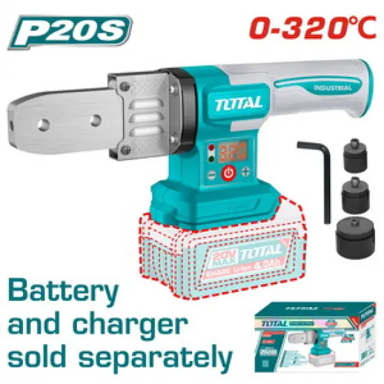TOTAL ΘΕΡΜΟΚΟΛΛΗΣΗ ΠΛΑΣΤΙΚΩΝ ΣΩΛΗΝΩΝ ΜΠΑΤ. Li-ion 20V / 0-320oC ΧΩΡΙΣ ΜΠΑΤ & ΦΟΡΤΙΣΤΗ (TWTLI2018)