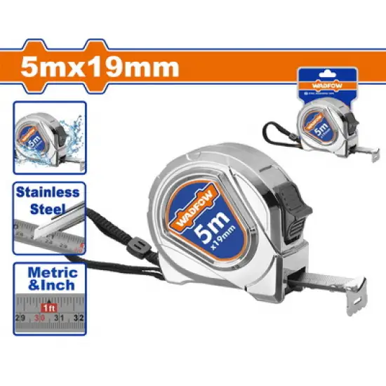 WADFOW ΜΕΤΡΟΤΑΙΝΙΑ ΜΕΤΑΛΛΙΚΗ 5m X 19mm (WMT4420)