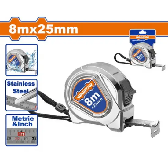 WADFOW ΜΕΤΡΟΤΑΙΝΙΑ ΜΕΤΑΛΛΙΚΗ 8m X 25mm (WMT4440)