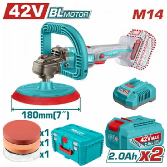 TOTAL ΕΠΑΓΓ. ΓΩΝΙΑΚΟΣ ΑΛΟΙΦΑΔΟΡΟΣ ΜΠΑΤ. Li-ion 42V / 180mm / 2Ah / 2 ΜΠΑΤ BL Motor (TAPLI42182E)