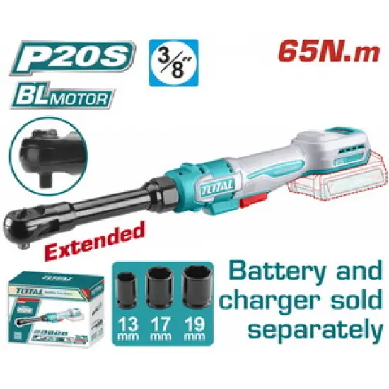 TOTAL ΕΠΑΓΓ. ΚΑΣΤΑΝΙΑ ΜΑΚΡΙΑ 3/8" / 65Nm ΜΠΑΤ. Li-ion 20V ΧΩΡΙΣ ΜΠΑΤΑΡΙΑ & ΦΟΡΤΙΣΤΗ (TDRLI206529)