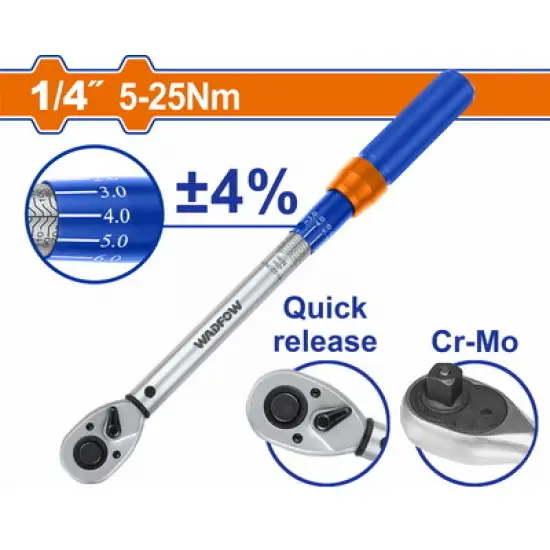 WADFOW ΔΥΝΑΜΟΚΛΕΙΔΟ 1/4" 240mm / 5-25Nm (WWQ5D02)