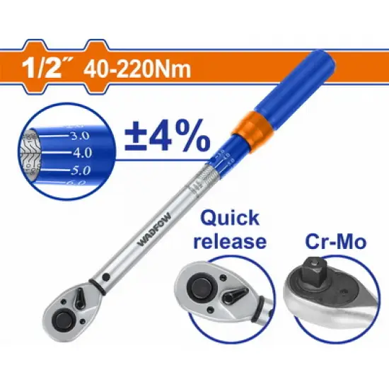 WADFOW ΔΥΝΑΜΟΚΛΕΙΔΟ 1/2" 505mm / 40-220Nm (WWQ7D21)