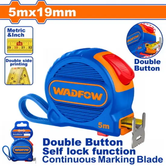 WADFOW ΜΕΤΡΟΤΑΙΝΙΑ 5m X 19mm ΜΕΤΡΙΚΟ & ΙΝΤΣΑ (WMT2220)