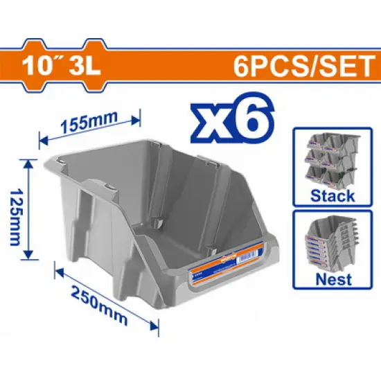 WADFOW ΣΚΑΦΑΚΙ ΑΠΟΘΗΚΕΥΣΗΣ 10" 250Χ155Χ125mm 6ΤΕΜ (WTB0603)