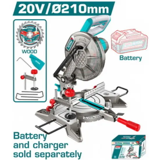 TOTAL ΕΠΑΓΓ. ΔΙΣΚΟΠΡΙΟΝΟ ΠΑΓΚΟΥ ΜΠΑΤ. Li-ion 20V /  Φ-210mm ΧΩΡΙΣ ΜΠΑΤΑΡΙΑ & ΦΟΡΤΙΣΤΗ (TMSLI2021)