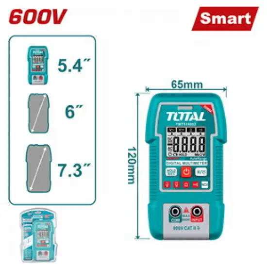 TOTAL ΕΠΑΓΓ. ΠΟΛΥΜΕΤΡΟ ΨΗΦΙΑΚΟ 600V True RMS με Μέτρηση AC/DC (TMT516003)
