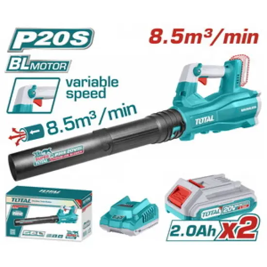 TOTAL ΕΠΑΓΓ. ΣΕΤ ΦΥΣΗΤΗΡΑΣ ΚΗΠΟΥ ΜΠΑΤ. Li-ion 20V / 2Ah / 2 ΜΠΑΤ BL Motor (TABLI20428E)