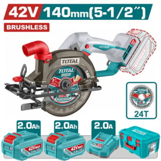 TOTAL ΕΠΑΓΓ. ΣΕΤ ΔΙΣΚΟΠΡΙΟΝΟ ΜΠΑΤ. Φ-140mm Li-ion 42V / 2Ah / 2 ΜΠΑΤ BL Motor (TSLI4214012E)