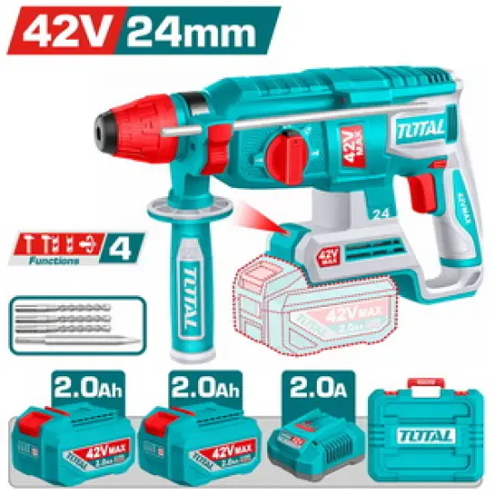TOTAL ΕΠΑΓΓ. ΣΕΤ ΠΝΕΥΜΑΤΙΚΟ ΠΙΣΤΟΛΕΤΟ ΜΠΑΤ. Li-ion 42V / 24mm/ 2Ah / 2 ΜΠΑΤ BL Motor (TRHLI422482E)