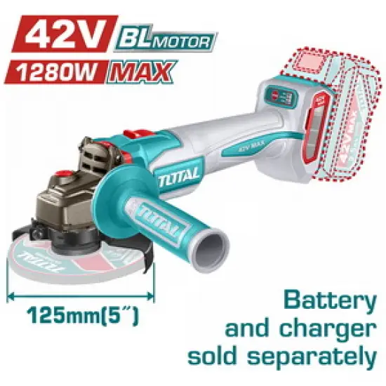 TOTAL ΕΠΑΓΓ. ΓΩΝΙΑΚΟΣ ΤΡΟΧΟΣ ΜΠΑΤ. Li-ion 42V / 125mm ΧΩΡΙΣ ΜΠΑΤ & ΦΟΡΤΙΣΤΗ BL Motor (TAGLI4128120E)