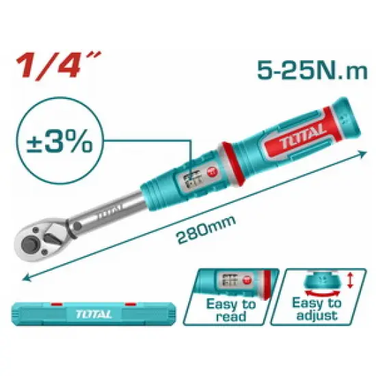 TOTAL ΕΠΑΓΓ. ΔΥΝΑΜΟΚΛΕΙΔΟ 1/4" / 5-25Nm (THPTW1425N8)