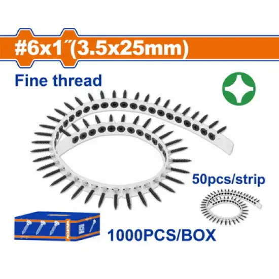 WADFOW ΒΙΔΕΣ ΓΥΨΟΣΑΝΙΔΑΣ ΤΑΙΝΙΑΣ 3.5 Χ 25mm 1000 ΤΕΜ (WXS2512C)