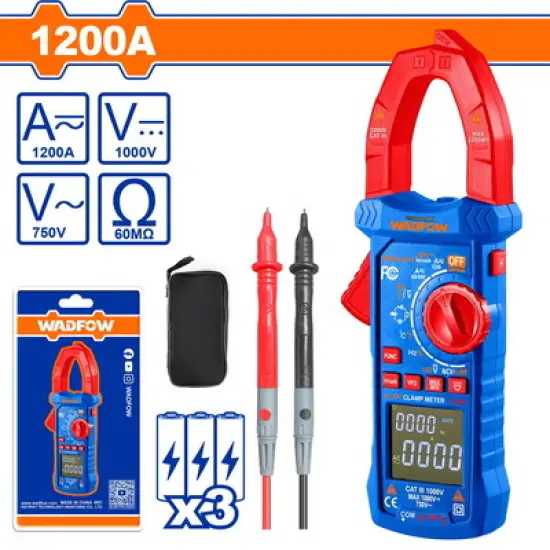 WADFOW ΑΜΠΕΡΟΤΣΙΜΠΙΔΑ ΨΗΦΙΑΚΗ DC / AC 1200A / 9999 counts (WDΜ8802)