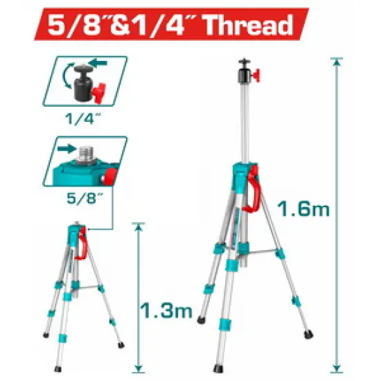 TOTAL ΤΡΙΠΟΔΑΣ ΑΛΟΥΜΙΝΙΟΥ ΓΙΑ ΑΛΦΑΔΙΑ LASER 5/8" & 1/4" 1.5m (TLLT01572)